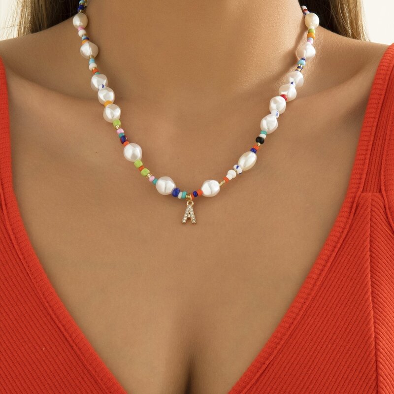 

Faux Pearl Beaded Necklace, Multicolor
