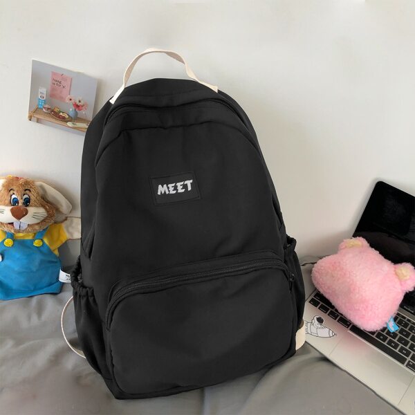 

Letter Graphic Pocket Front Backpack, Black