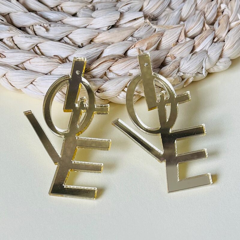 

Letter Design Stud Earrings, Gold