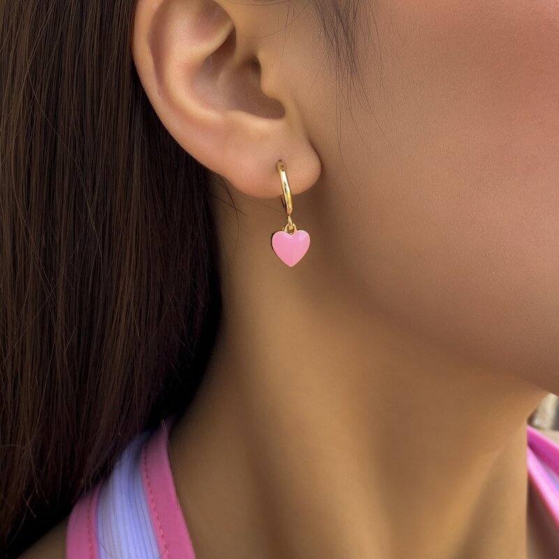 

Heart Drop Earrings, Pink