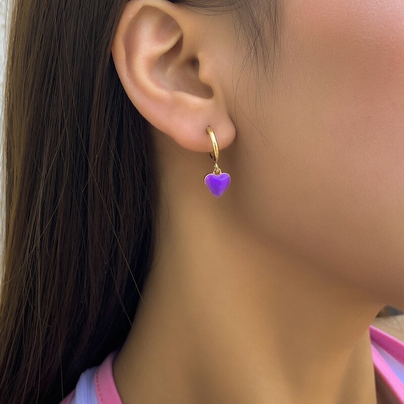 

Heart Drop Earrings, Purple