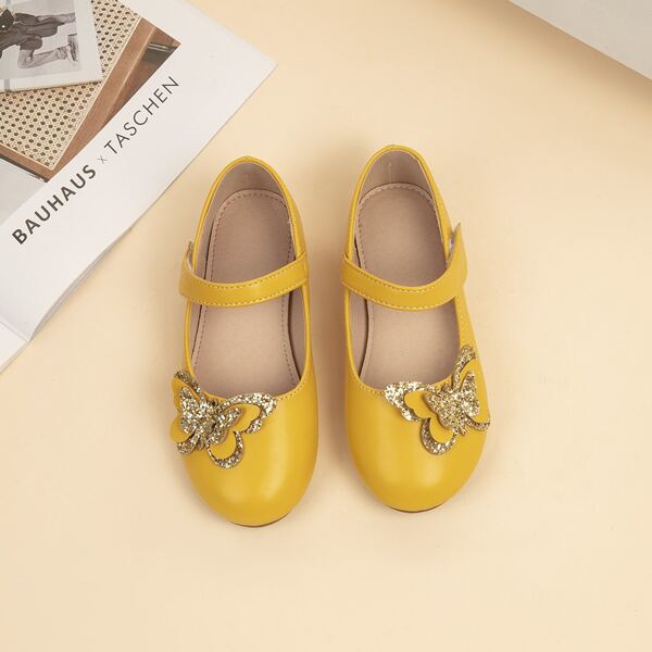 

Toddler Girls Butterfly Decor Ballet Flats, Yellow