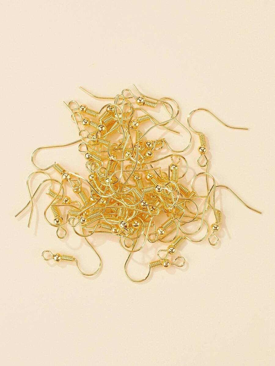 50pcs Iron Earring Hooks Dangle Earring Findings Nickel Free Simple Earring Accessory - Yellow Gold - View 1