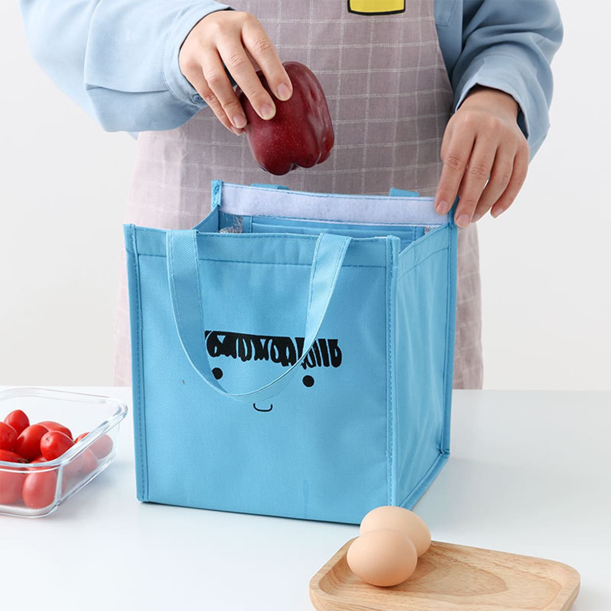 

1pc Cartoon Graphic Lunch Bag, Blue