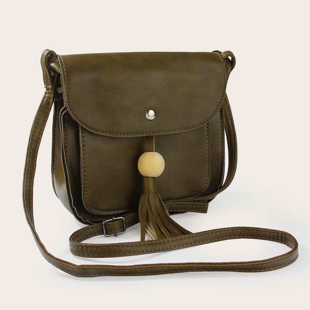 

Tassel Flap Crossbody Bag, Army green