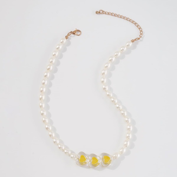 

Faux Pearl Beaded Necklace, Yellow