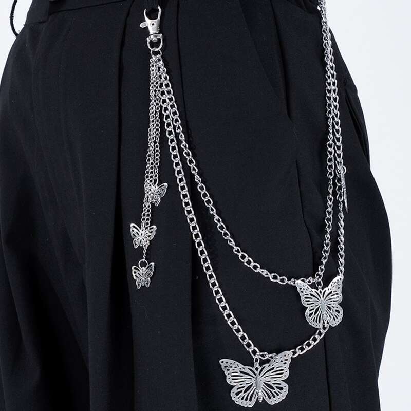 

Butterfly Decor Pants Chain, Silver