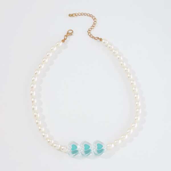 

Faux Pearl Beaded Necklace, Blue