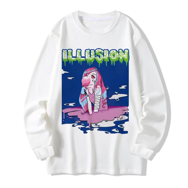

Men Letter And Figure Crew Neck Sweatshirt, White