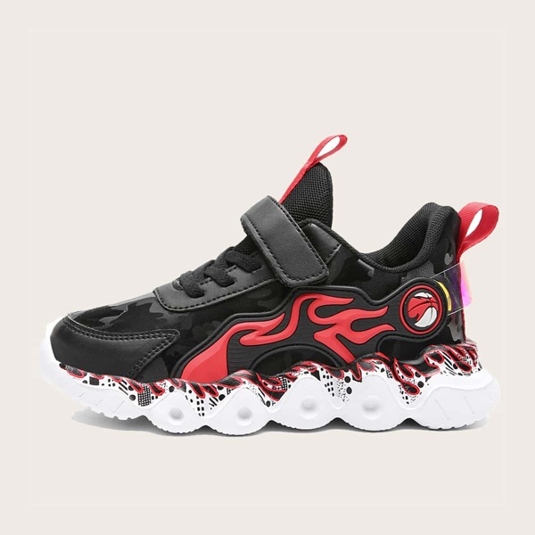 

Boys Fire Graphic Velcro Strap Sneakers, Multicolor
