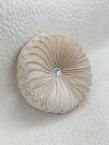 Round Pleated Decorative Pillow - Beige - View 3