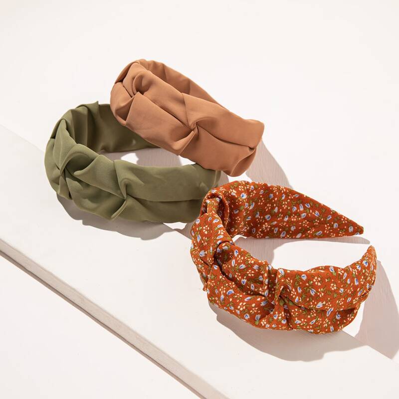 

3pcs Floral Print Headband, Multicolor