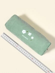 Flower Print Pencil Case - Mint Green - View 1
