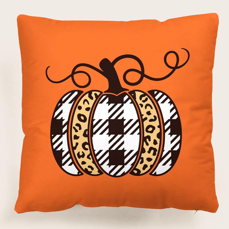 

Pumpkin Print Cushion Cover Without Filler, Multicolor