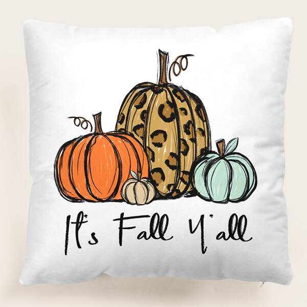 

Pumpkin Print Cushion Cover Without Filler, Multicolor