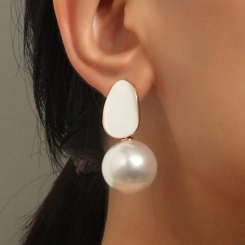 

Faux Pearl Drop Earrings, White