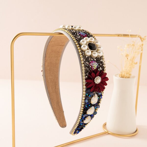

Faux Pearl Decor Headband, Black