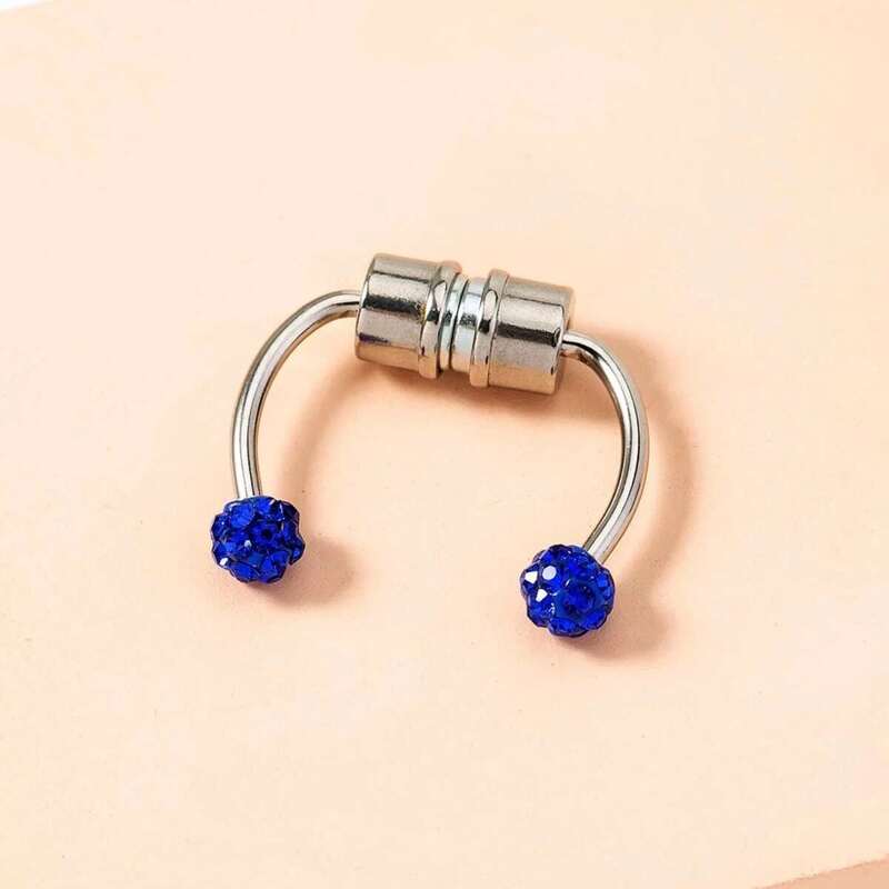 

1pc Stainless Steel Nose Ring, Blue