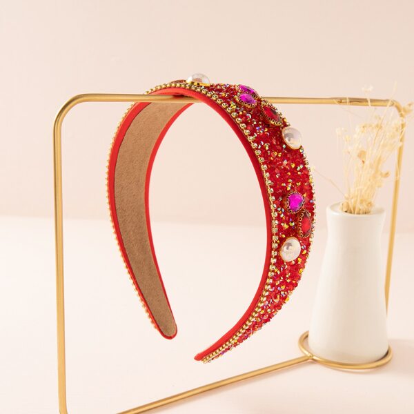 

Rhinestone Decor Wide Headband, Red