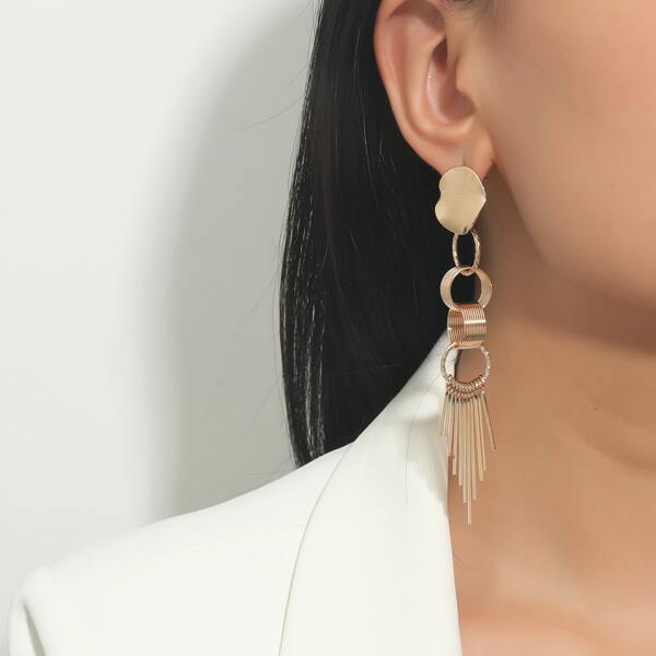 

Oval Decor Drop Earrings, Gold
