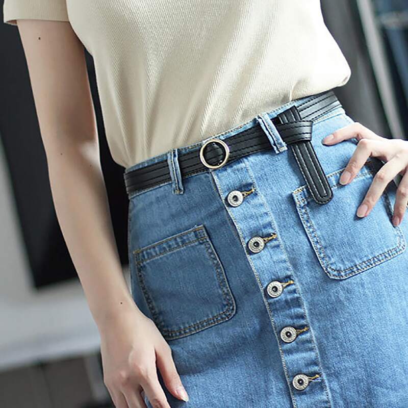 

Ring Decor Buckle Belt, Black