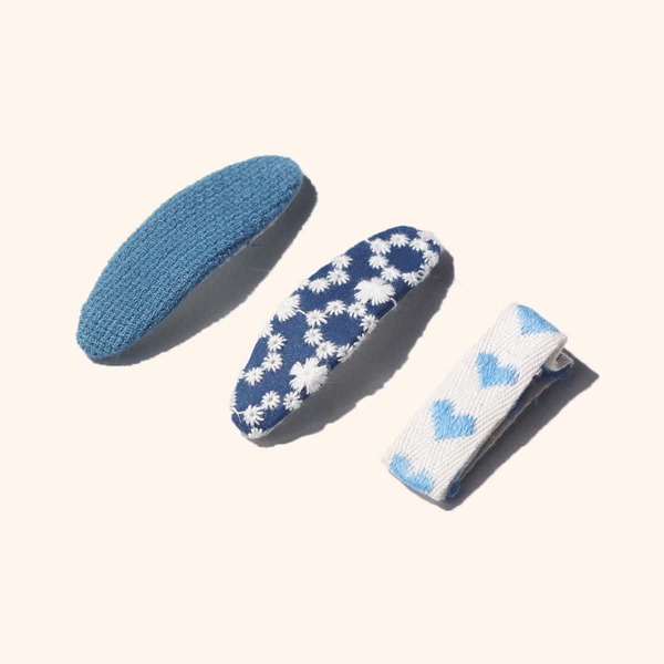 

3pcs Toddler Girls Heart Print Hair Clip, Multicolor