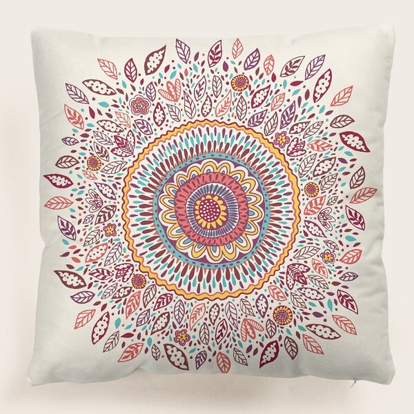 

Leaf Print Cushion Cover Without Filler, Multicolor