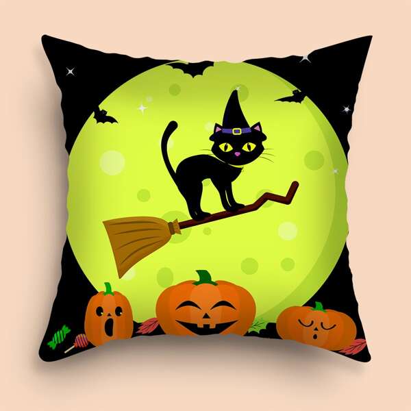 

Halloween Pumpkin Cushion Cover Without Filler, Multicolor