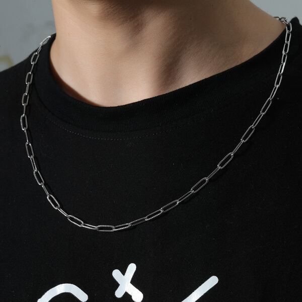 

Men Minimalist Chain Necklace, Silver