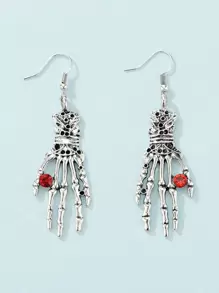 Halloween Skeleton Hand Drop Earrings - Multicolor - View 2