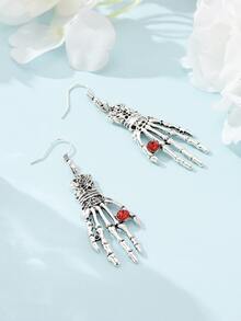 Halloween Skeleton Hand Drop Earrings - Multicolor - View 1