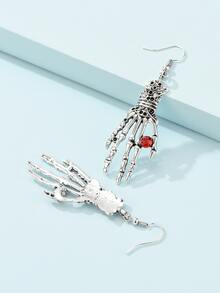 Halloween Skeleton Hand Drop Earrings - Multicolor - View 3