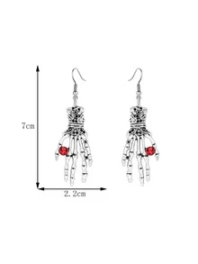 Halloween Skeleton Hand Drop Earrings - Multicolor - View 4
