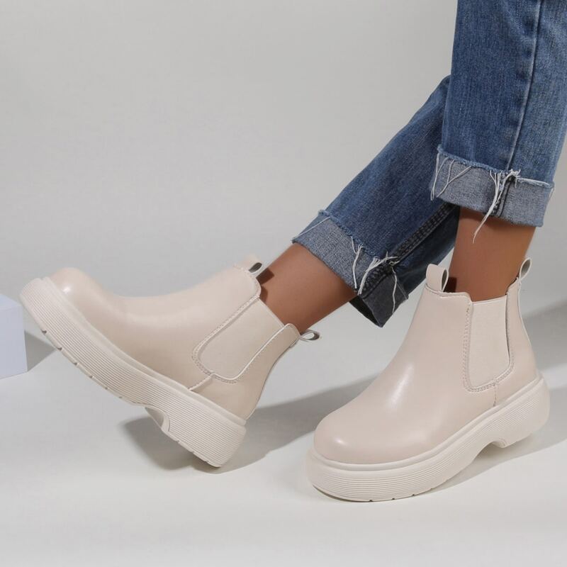 

Minimalist Slip On Chelsea Boots, Beige