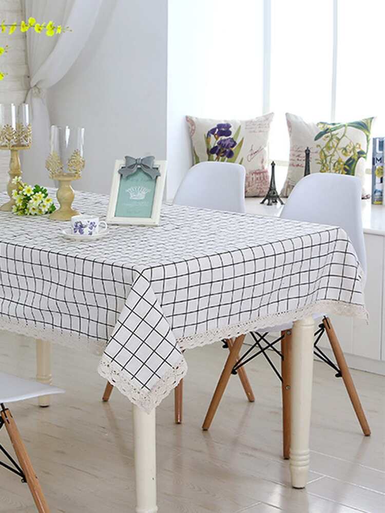 Mantel con estampado de cuadros - Blanco - Añade 3