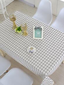 Mantel con estampado de cuadros - Blanco - Ver 4