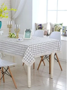 Mantel con estampado de cuadros - Blanco - Ver 5
