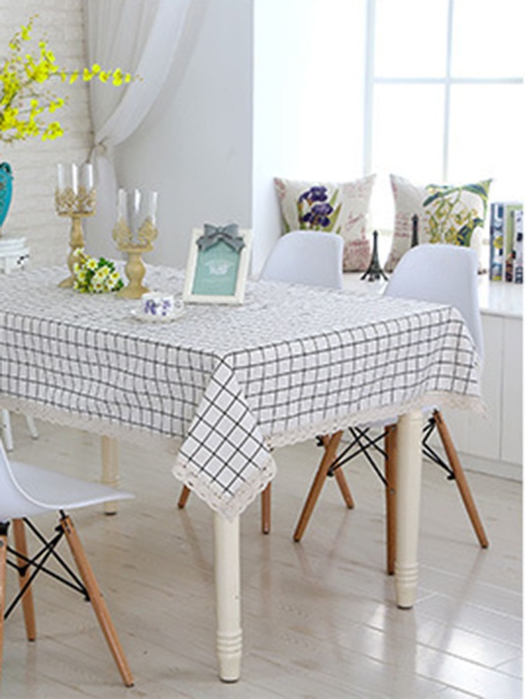 Mantel con estampado de cuadros - Blanco - Añade 5