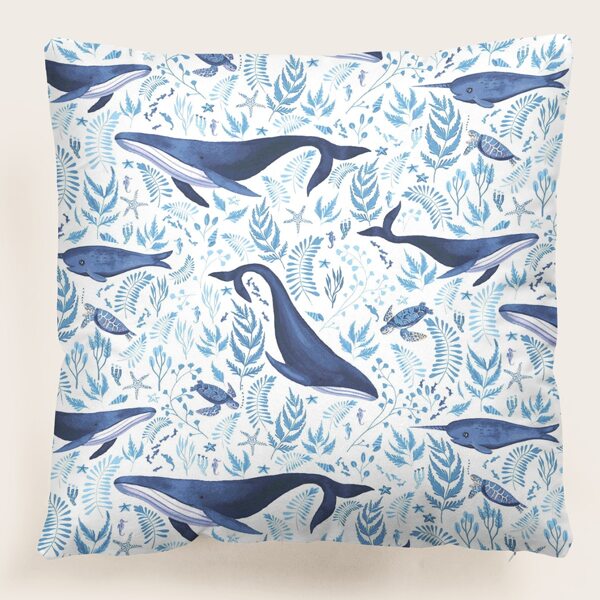 

Whale Print Cushion Cover Without Filler, Blue
