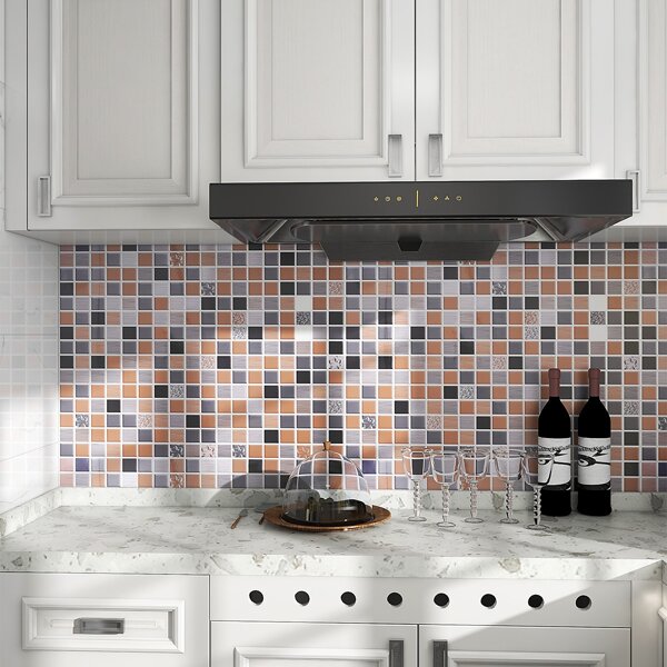 

1pc Mosaic Oil Proof Wall Sticker, Multicolor