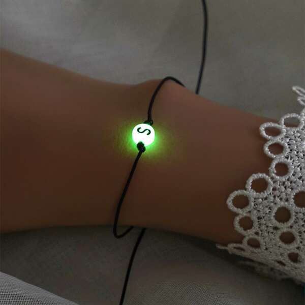 

Glow In The Dark Letter Decor Bracelet, Black