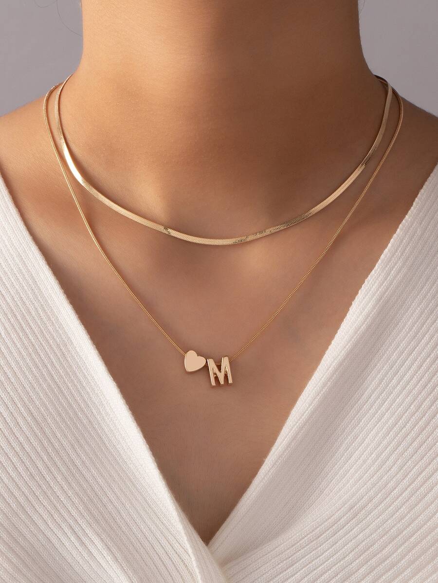 1 cái Thư Charm Lớp Vòng Cổ Trang Sức Bằng Đồng - Vàng - Xem 1