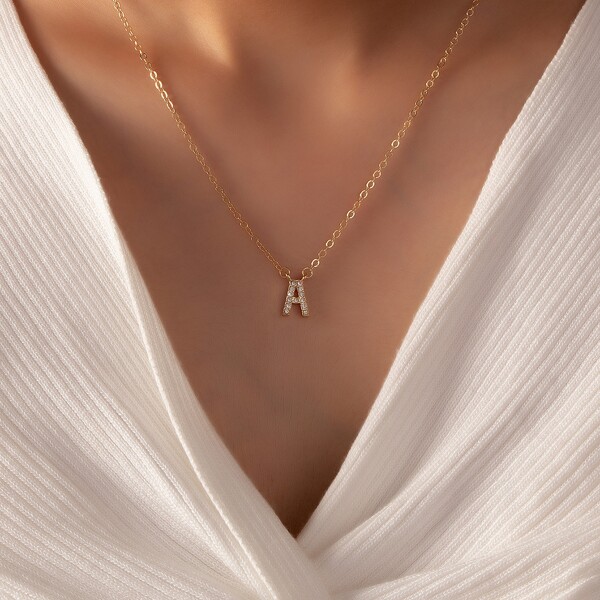 

Letter Charm Necklace, Gold