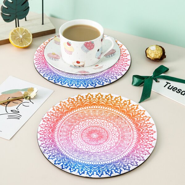 

1pc Mandala Print Placemat, Multicolor