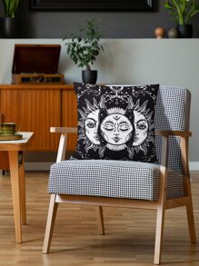 日月圖案靠墊套不附帶墊芯 - 黑色 - 查看 4