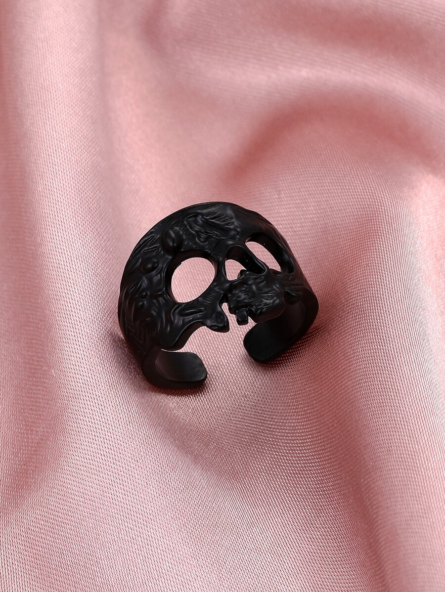 Halloween Skull Ring - Black - View 1