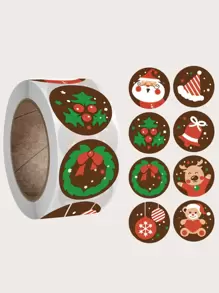 1 cuộn nhãn dán quà tặng họa tiết Giáng sinh - Nhiều màu - Xem 1