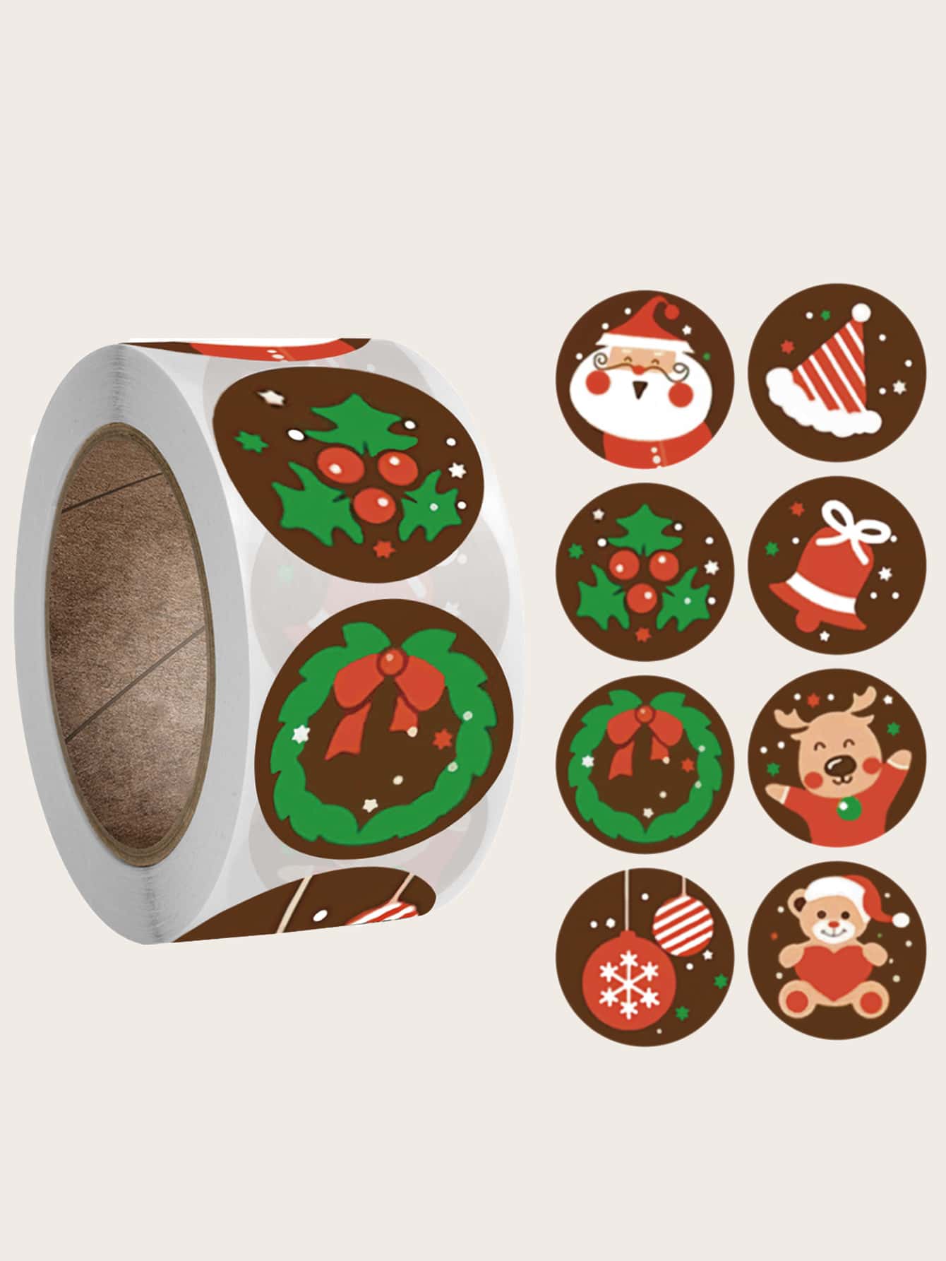 1 cuộn nhãn dán quà tặng họa tiết Giáng sinh - Nhiều màu - Xem 1