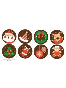 1 cuộn nhãn dán quà tặng họa tiết Giáng sinh - Nhiều màu - Xem 3