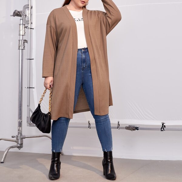

Plus Solid Side Split Coat, Camel